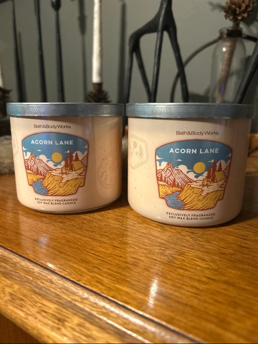 Bath & Body Works Acorn Lane 3-Wick Candles - Cream lot of 2